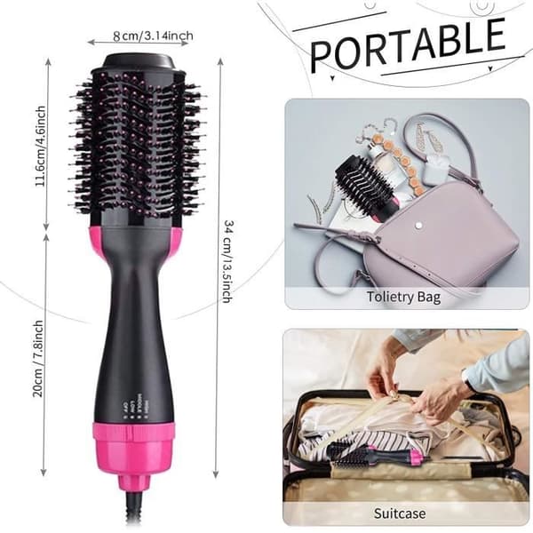 Brosse Soufflante CALDION - 5i1 med Multifunktionell Negativ Jon - Rosa