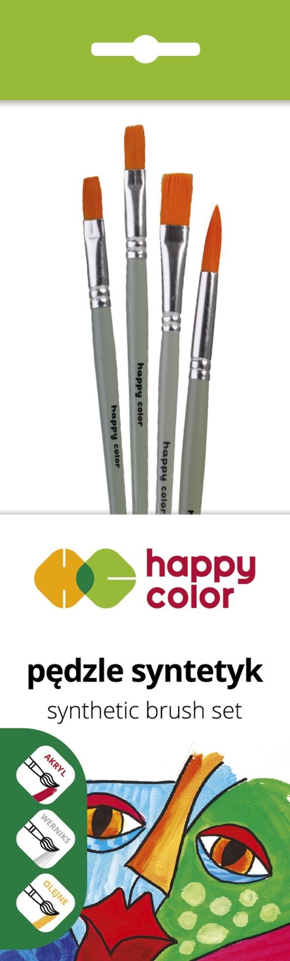 Sæt syntetiske børster mix A 4 stk Happy Color