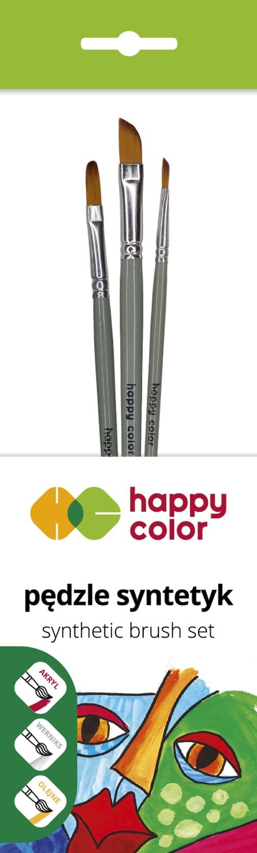 Set med syntetiska borstar mix B 3 st Happy Color