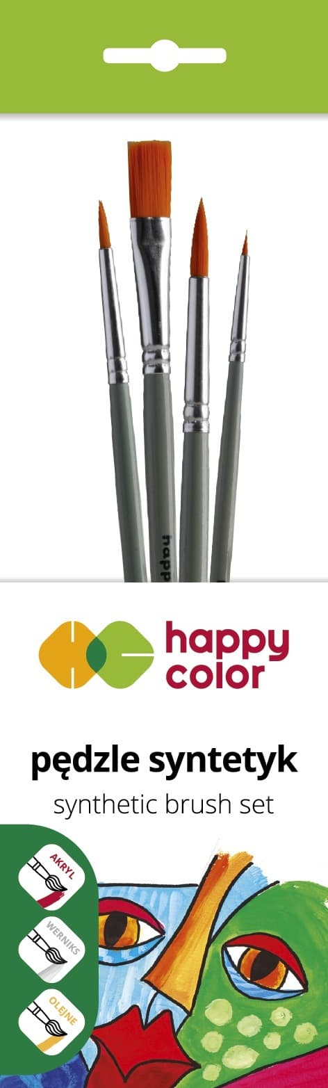 Sæt syntetiske børster mix B 4 stk Happy Color