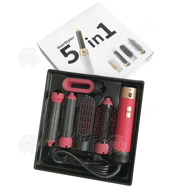 INN Brosse soufflante 5 i 1 Multifunktion 1000W Smoothing/Curling funktion 3 Temperaturinställningar Värmeborstset Röd