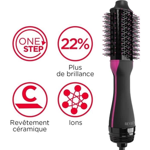 REVLON RVDR5282UKE - Enstegs volymgivande torkborste - Kort till medelhårt hår - Oval borste - Blandat borst - 3 inställningar