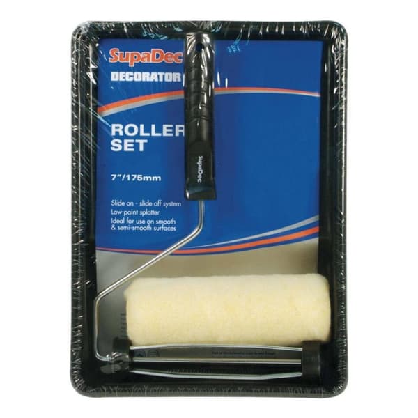 SupaDec Low Splatter Paint Roller Set Black/Yellow 7in