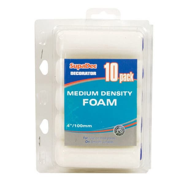 SupaDec Foam Mini Roller (Pack of 10) White 100mm