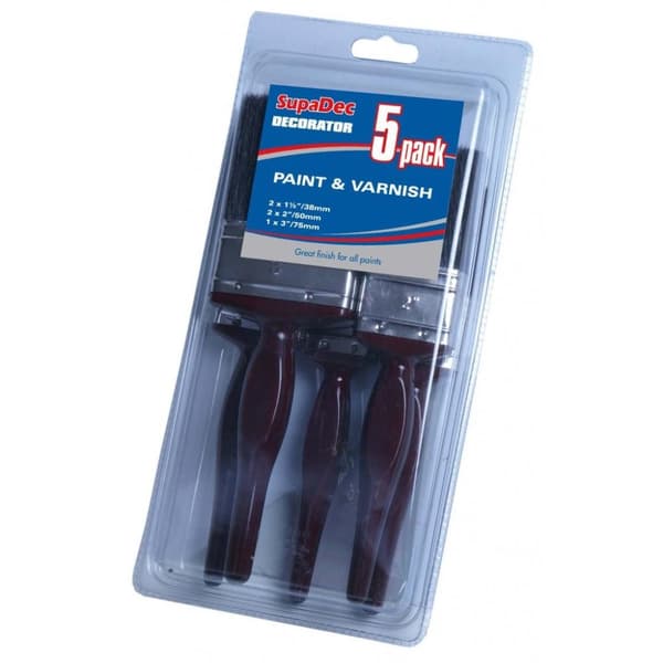 SupaDec Decorator Paint Brush Set (Pack of 5) Brown/Black One Size