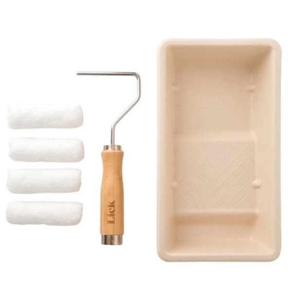 Lick Pro Eco Friendly Paint Roller & Tray Set Natural/Silver/White 185mm x 600mm x 345mm