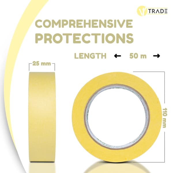 V1 TRADE malertape 25 mm x 50 m - pakke med 24 stk - universal malertape Nyttigt ved maling