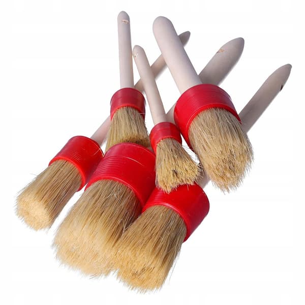 Set med 6 runda ringformade borstar, 20–45 mm naturborst, olika bredder