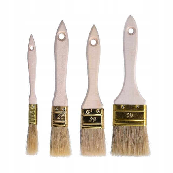 Set med 20 platta penslar, 15/25/36/50 mm naturborst
