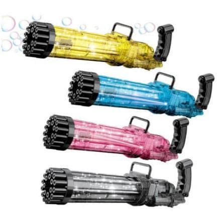 Såpbubbelpistol batteridriven med ljus 21 kanaler.