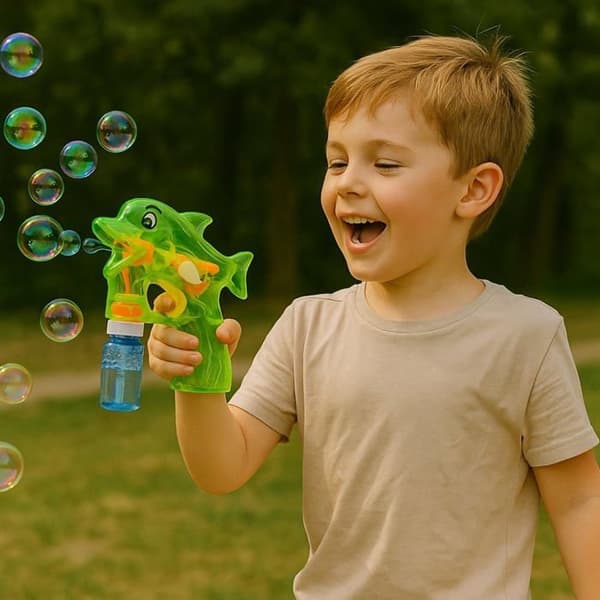 Plastpistol med Bubblor Dophin med 2 Extra Patruller Perfekt för Barn Utomhuslek Bubbelpistol