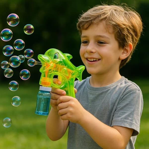 Plastpistol med Bubblor Dophin med 2 Extra Patruller Perfekt för Barn Utomhuslek Bubbelpistol