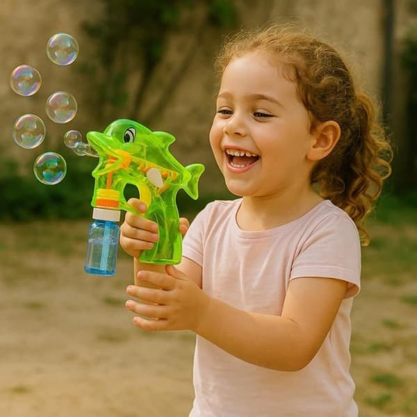 Plastpistol med Bubblor Dophin med 2 Extra Patruller Perfekt för Barn Utomhuslek Bubbelpistol