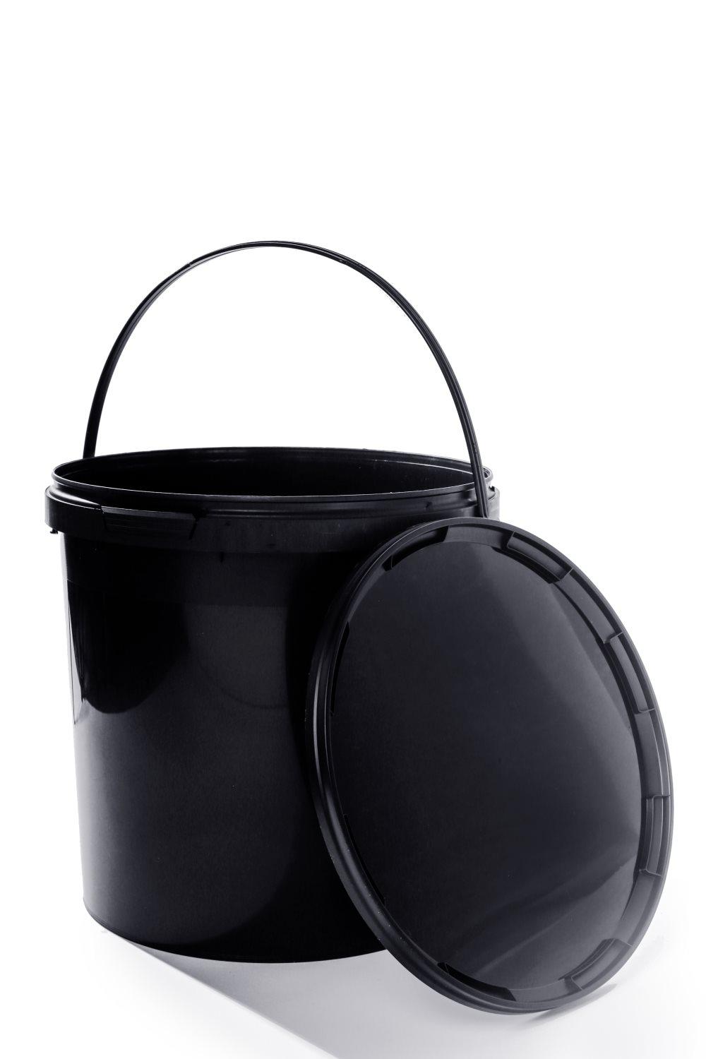 Hink med lock svart 20x20L - plasthink med lock livsmedelssäker utfodringshink tråg hög kvalitet
