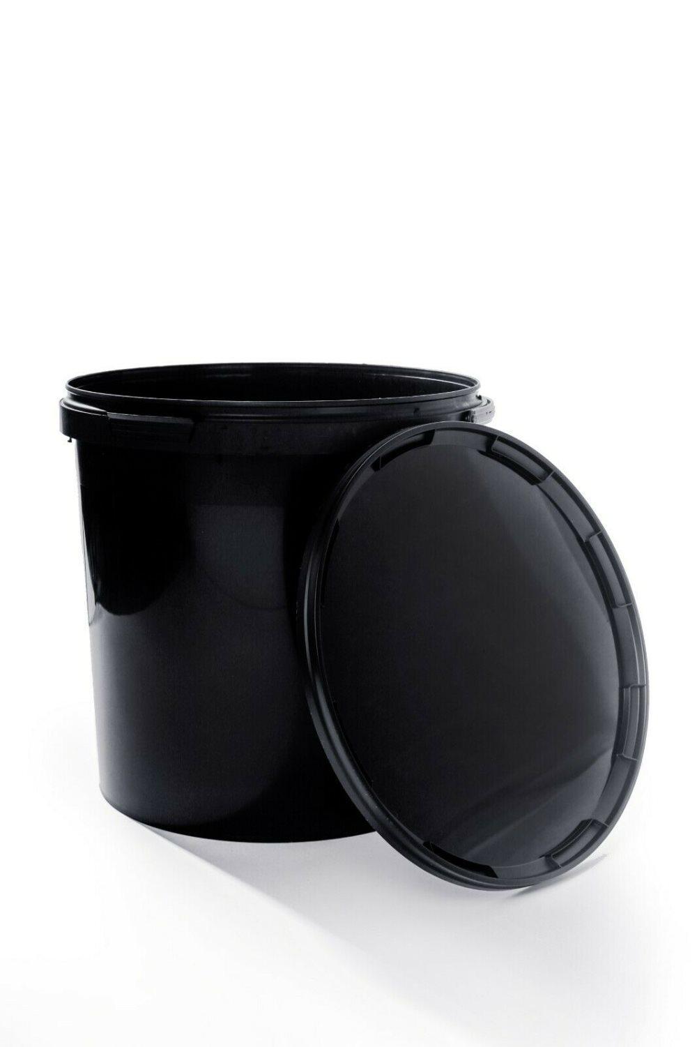 Hink med lock svart 3x30L - plasthink med lock livsmedelssäker foderhink tråg hög kvalitet