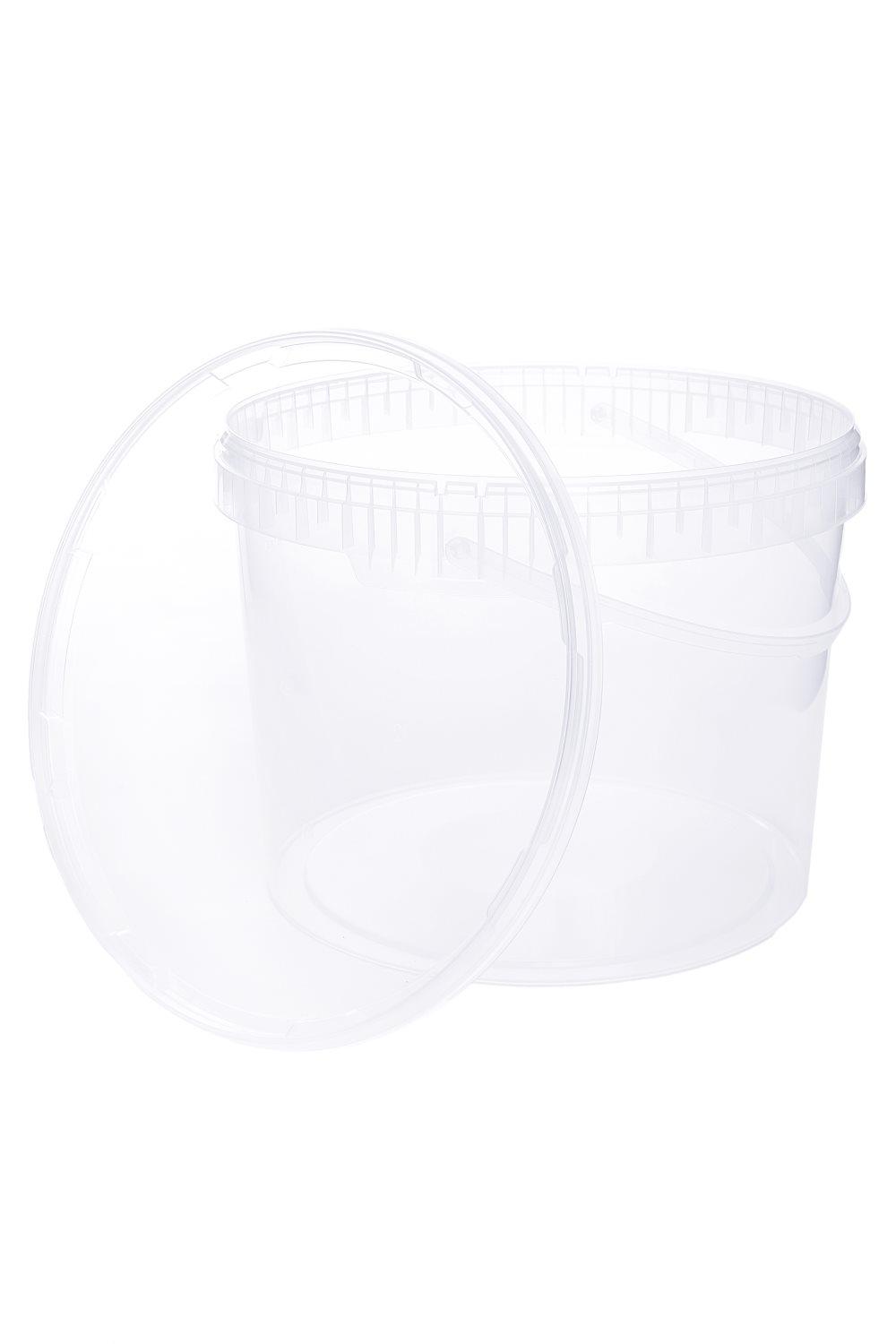 Hink med lock 100x 5l transparent - livsmedelssäker, stabil, lufttät - plastförvaringsbehållare, med handtag - tom, 100 stycken vardera 5 liter