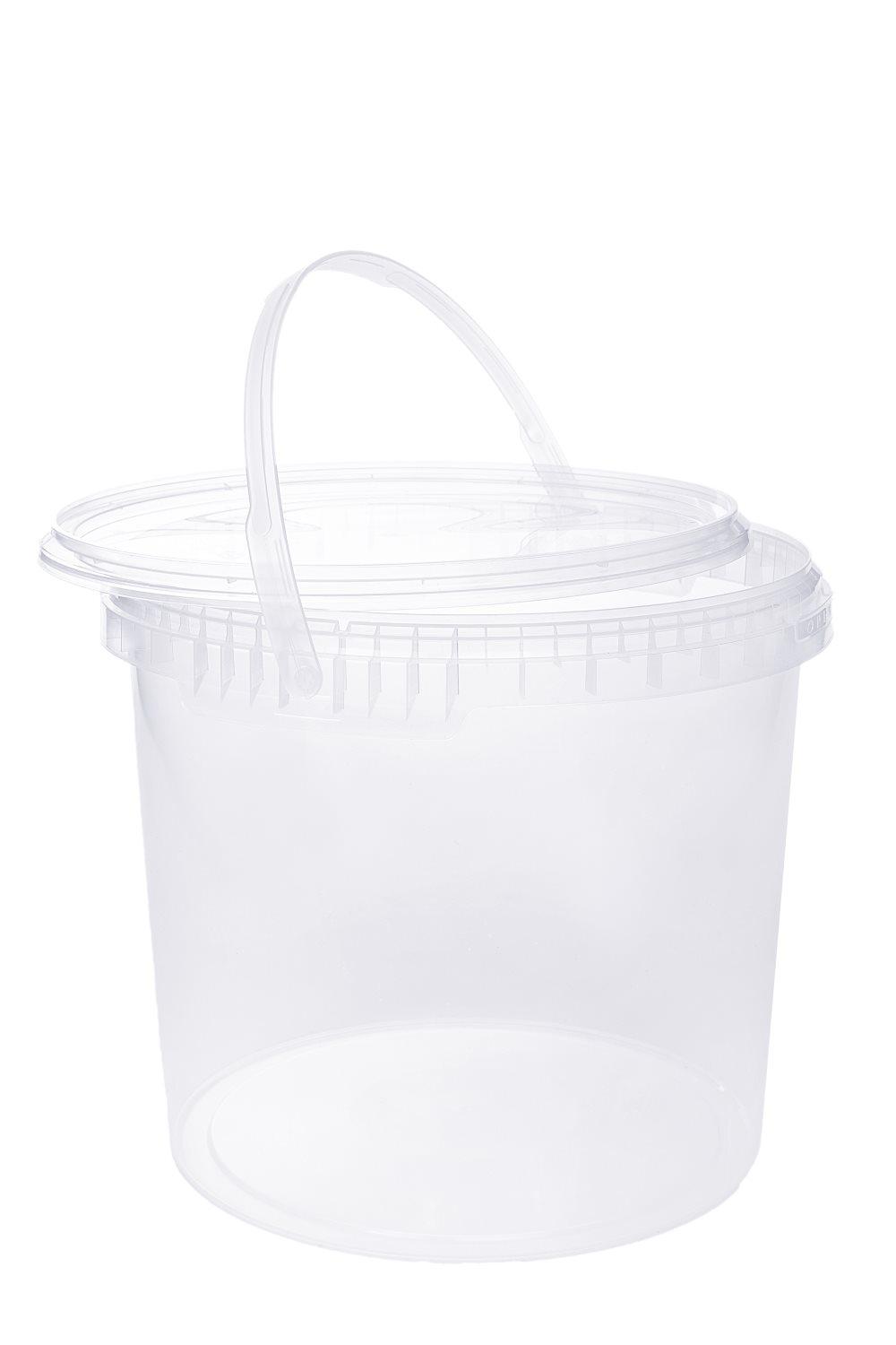 Hink med lock 5x 3l transparent - livsmedelssäker, stabil, lufttät - plasthink med handtag - tom, 5 stycken 3 liter vardera