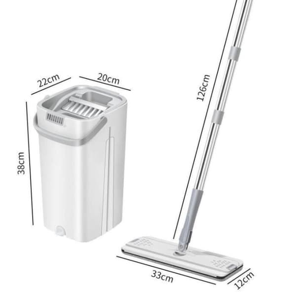 Kraftig mopp med Wringer-hink, platt mopp med 10 återanvändbara moppdukar, våt och torr användning