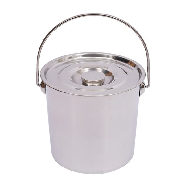 Rustfrit stålbøtte med låg, 20 liters kapacitet, holdbart og alsidigt design,20 liter, Sølv