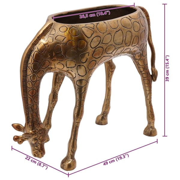 vidaXL giraffimuotoinen jääastia messinkinen - 49x22x39 cm alumiini