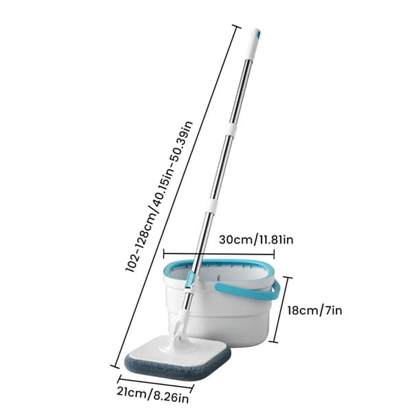 Flatbed Spin Mop, 360° roterande huvud, justerbart handtag,MULTI