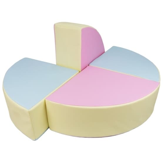 Byggepuder - 4 stykker - gul, blå og lyserød Pastel