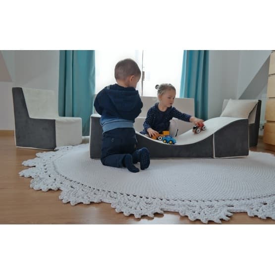 Lekkuddar - Möbelset Med 2 Stolar, Soffa Och Bord - Grå Och Beige