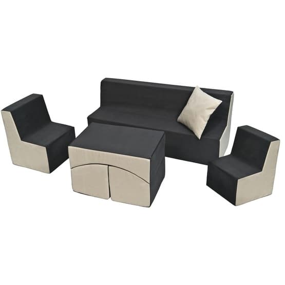 Lekkuddar - Möbelset Med 2 Stolar, Soffa Och Bord - Grå Och Beige
