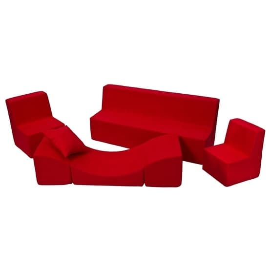 Lekkuddar - Möbelset Med 2 Stolar, Soffa Och Bord - Röd