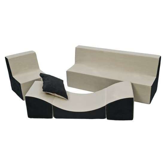Legehynder - Møbelsæt Med Stol, Sofa Og Bord - Beige Og Grå