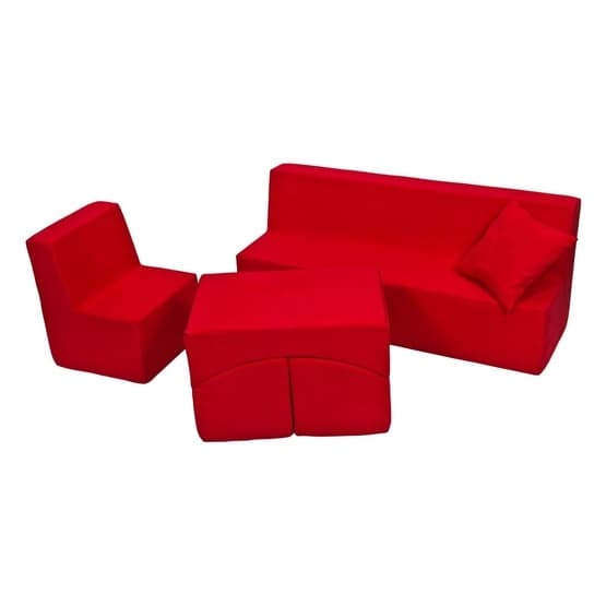 Legehynder - Møbelsæt Med Stol, Sofa Og Bord - Rød