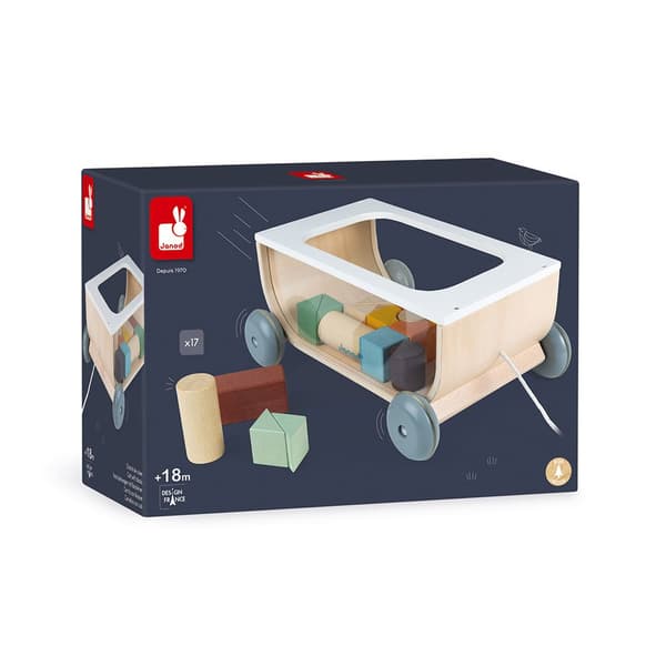 Janod Sweet Cocoon Cart With Blocks Flerfarvet 18 Months-99 Years
