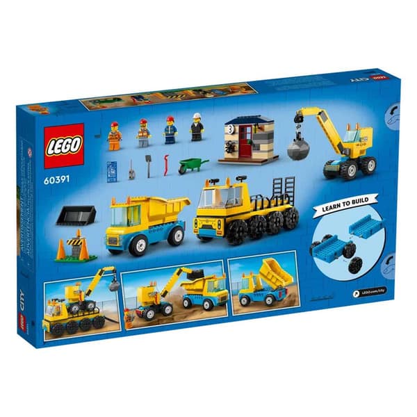 Lego Arbete Och Kranbilar Med Rivningskula Guld