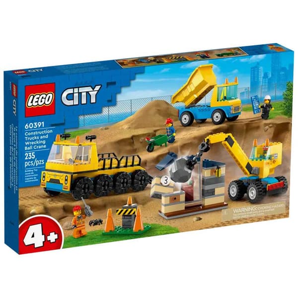 Lego Arbete Och Kranbilar Med Rivningskula Guld