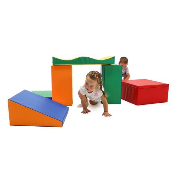 IGLU Soft Play 7 delar skumkrypande hjälpmedel mjuka byggstenar för barn 1 - 3 åringar Flerfärgad