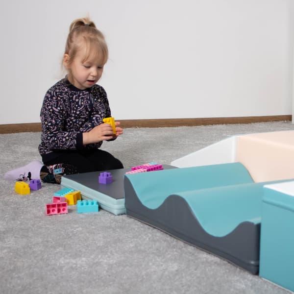 IGLU Soft Play 7 delar skumkrypande hjälpmedel mjuka byggstenar för barn 1 - 3 åringar ljus pastell