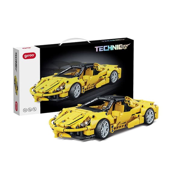 Giros Byggeri Spil Technic Racing Car Pullback Gul