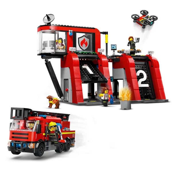 Lego Brandpark Med Brandbil Konstruktion Spil Con Rød