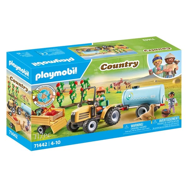 Playmobil Med Trailer Og Vandtank Konstruktion Spil Tractor