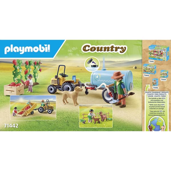 Playmobil Med Trailer Og Vandtank Konstruktion Spil Tractor