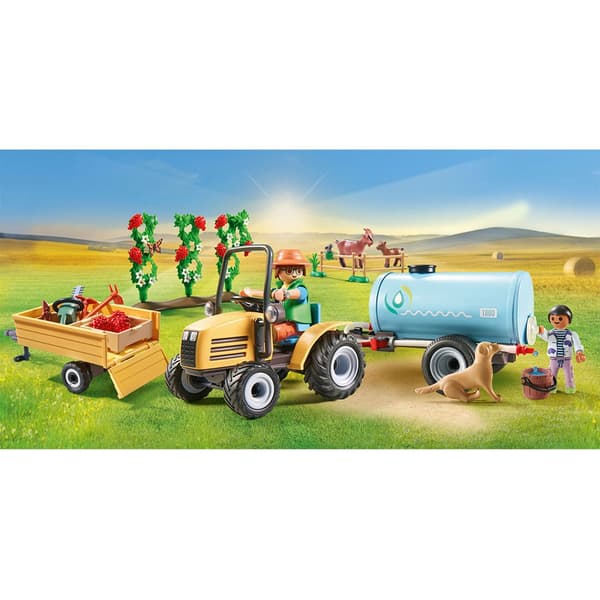 Playmobil Med Trailer Og Vandtank Konstruktion Spil Tractor