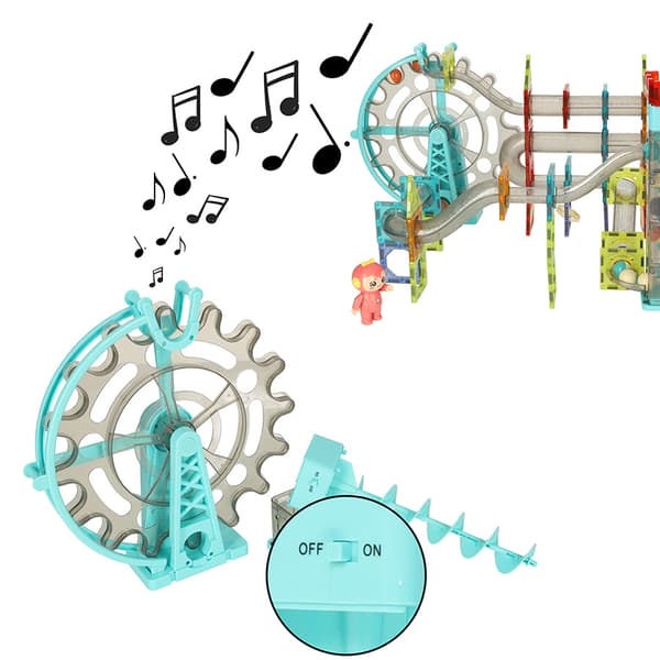 Magnetiske blokke magnetiske pinde marmorkuglebane med lyd og musik, der spiller 118 elementer