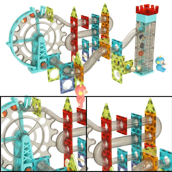 Magnetiske blokke magnetiske pinde marmorkuglebane med lyd og musik, der spiller 118 elementer