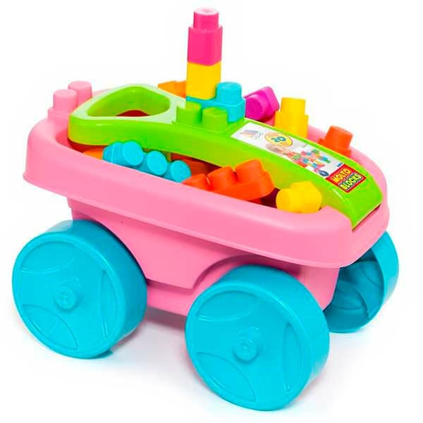 Molto Rose Blok Med Vagon 20 Stykker Konstruktion Spil Rosa