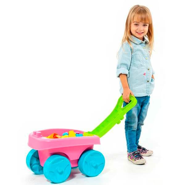 Molto Rose Blok Med Vagon 20 Stykker Konstruktion Spil Rosa