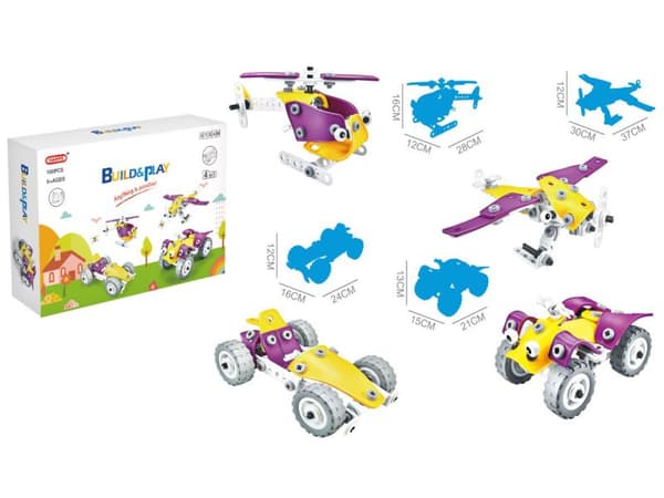 Fleksibel, Byggesten 100 El. Bil, Racer, Quad, Helikopter, Fly til afskruning og vending 4i1