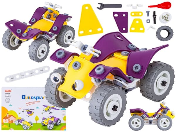 Fleksibel, Byggesten 100 El. Bil, Racer, Quad, Helikopter, Fly til afskruning og vending 4i1