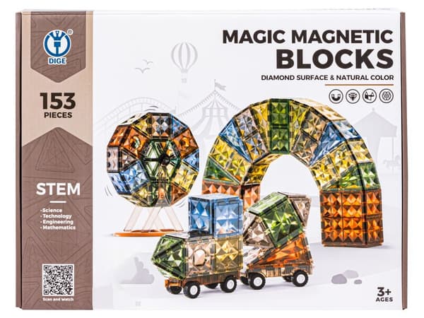 Konstruktionsmagnetiska tegelstenar 153 element