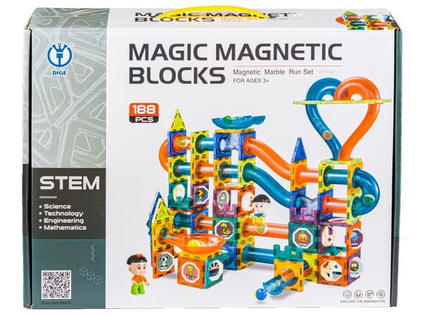 Magnetiske blokke, kuglebane til kugler 188 elementer, kuglebane