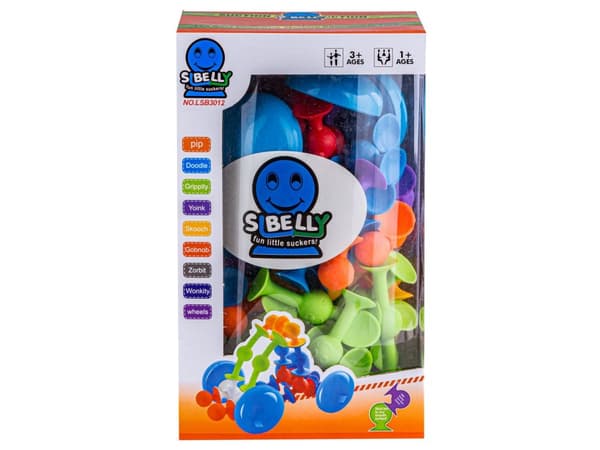 Byggesten, farverige STORE XXL sugekopper, glade smileys 76 stykker